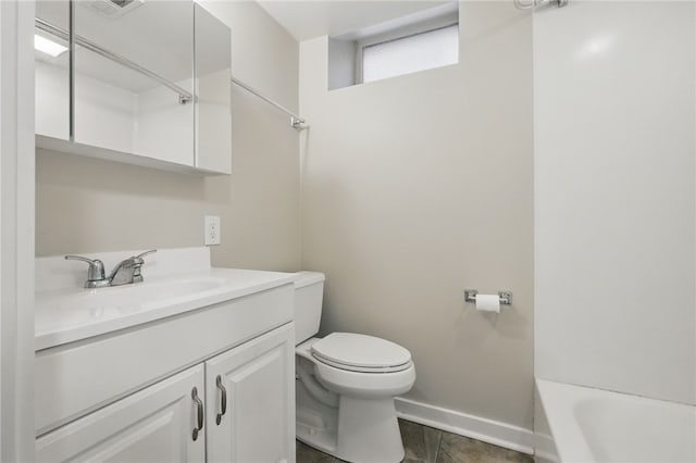 2715 Mission St, South Side, PA 15203 - bathroom with baseboards, vanity, toilet, and visible vents