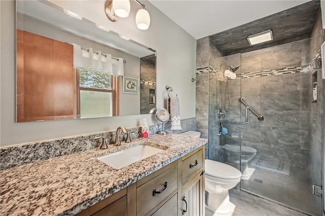 3640 Ridgewood Dr, Hermitage, PA 16148 - full bath with vanity, a stall shower, and toilet