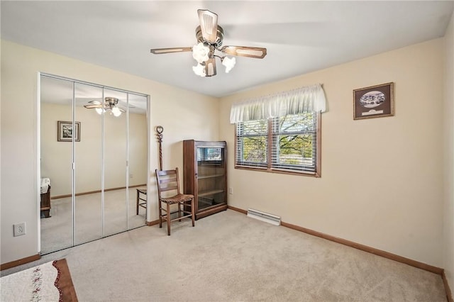 3640 Ridgewood Dr, Hermitage, PA 16148 - bedroom with baseboards, visible vents, carpet, and a closet