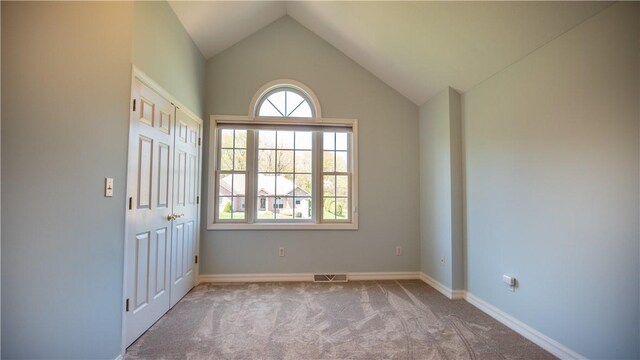 107 Skyview Dr, Buffalo Twp But, PA 16055 - interior space featuring visible vents, baseboards, and vaulted ceiling