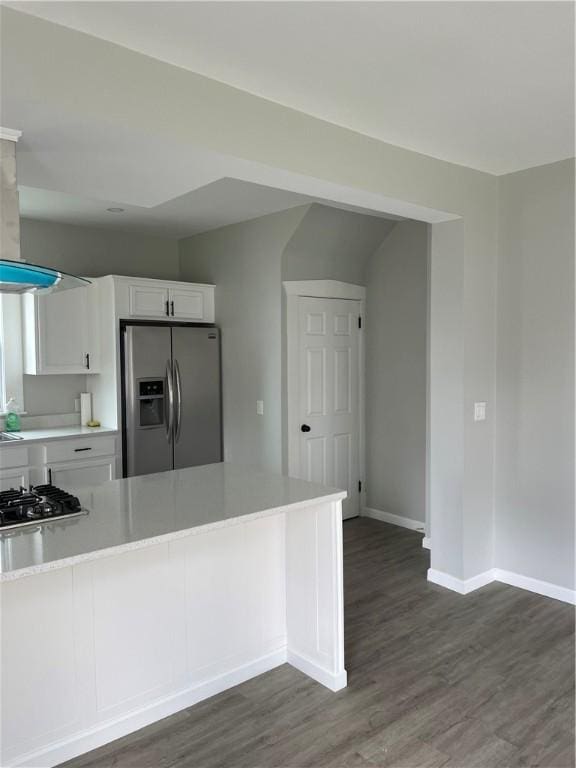 280 Spruce, Sharon, PA 16146 - kitchen featuring baseboards, dark wood-style floors, light countertops, white cabinets, and appliances with stainless steel finishes
