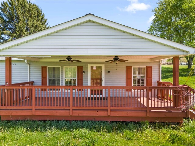 297 Rainey Rd, Somerset Twp, PA 15330 - view of front of property featuring a ceiling fan and a wooden deck