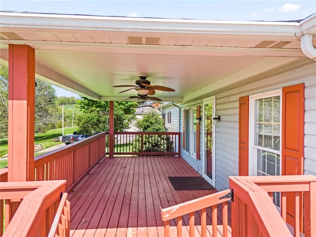 297 Rainey Rd, Somerset Twp, PA 15330 - wooden terrace with a ceiling fan and covered porch