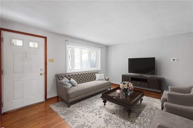 living room with wood finished floors