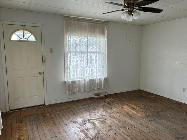 460 E Prospect Ave, City Of Washington, PA 15301 - entryway with visible vents, a ceiling fan, baseboards, and hardwood / wood-style floors