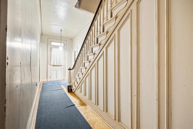 101 Clara St, Millvale, PA 15209 - hall featuring ornamental molding and stairway