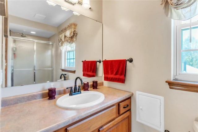 204 Salt Works Rd, Lancaster Twp, PA 16037 - bathroom featuring vanity and a shower stall