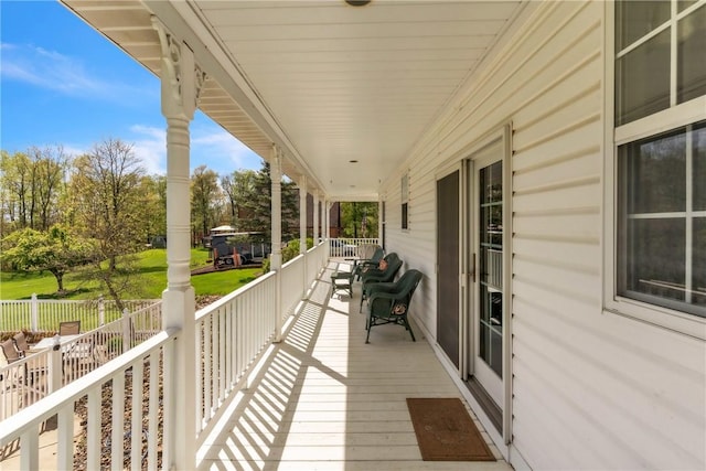 204 Salt Works Rd, Lancaster Twp, PA 16037 - wooden terrace featuring a porch