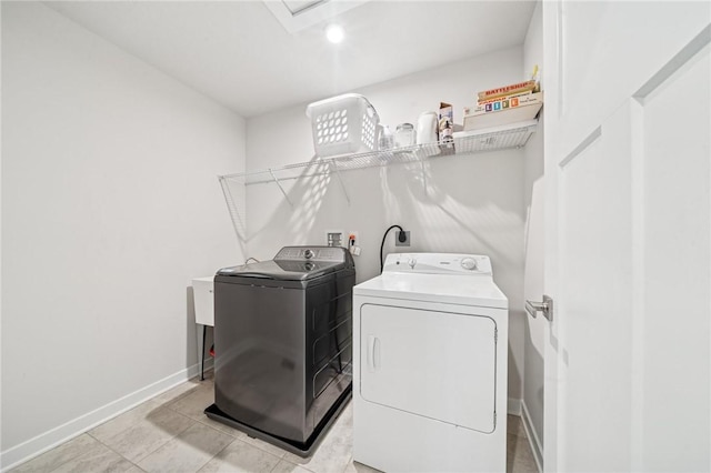406 Spruce Ln, Chartiers, PA 15342 - laundry room with laundry area, baseboards, independent washer and dryer, and light tile patterned flooring