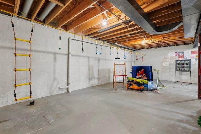 view of unfinished basement