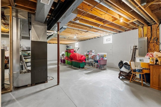 unfinished below grade area featuring electric panel