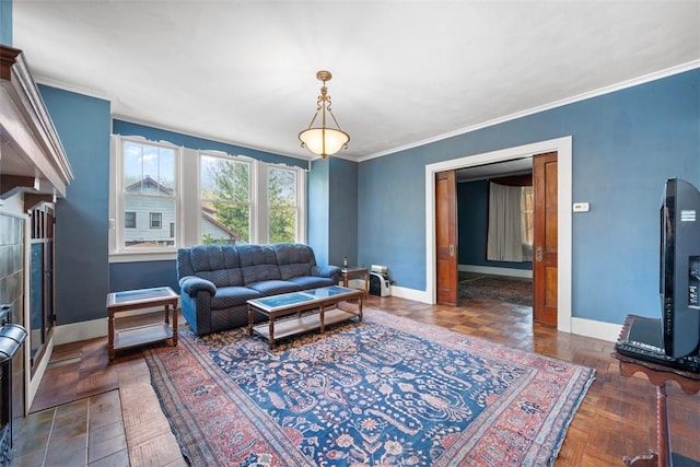508 Cascade, Forest Hills Boro, PA 15221 - living area featuring baseboards and ornamental molding