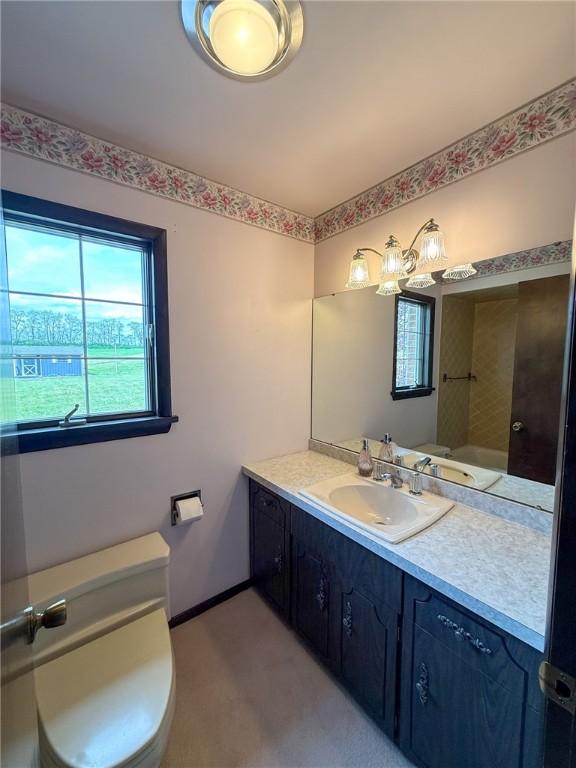 bathroom featuring vanity and toilet