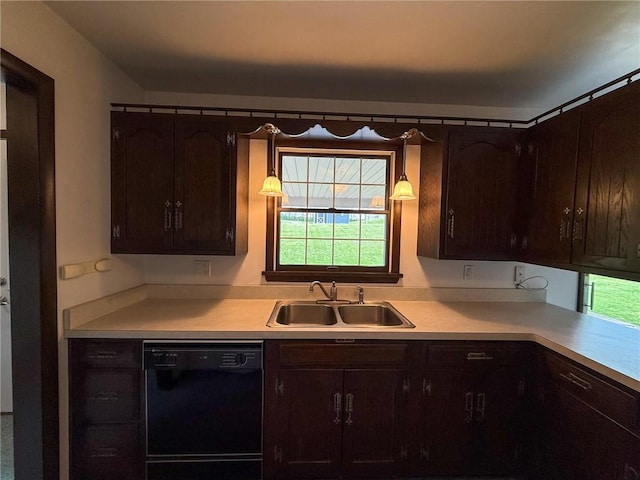 1194 Butler Rd, East Franklin Twp, PA 16262 - kitchen featuring black dishwasher, a sink, plenty of natural light, and dark brown cabinets