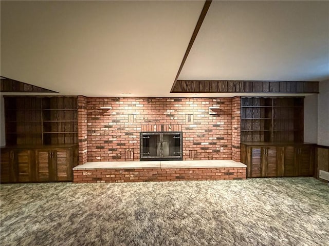1194 Butler Rd, East Franklin Twp, PA 16262 - unfurnished living room with carpet and a brick fireplace