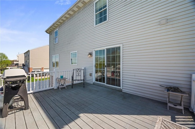 deck featuring area for grilling