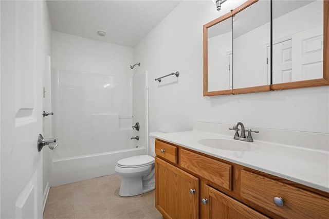 full bathroom with vanity, shower / bathing tub combination, and toilet