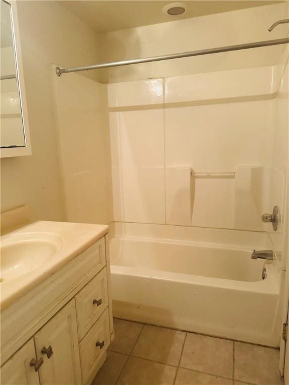 bathroom featuring tile patterned floors, vanity, and shower / tub combination