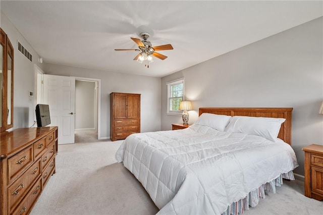 1641 Blackburn Heights Dr, Franklin Park, PA 15143 - bedroom featuring baseboards, ceiling fan, light carpet, and visible vents