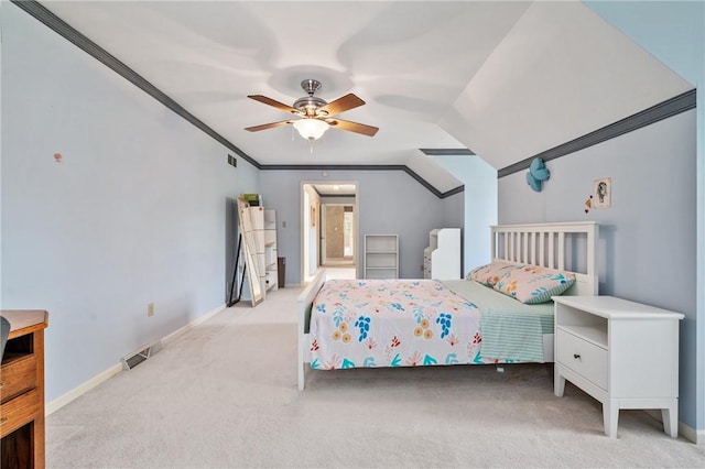 1641 Blackburn Heights Dr, Franklin Park, PA 15143 - bedroom featuring visible vents, a ceiling fan, carpet floors, and lofted ceiling