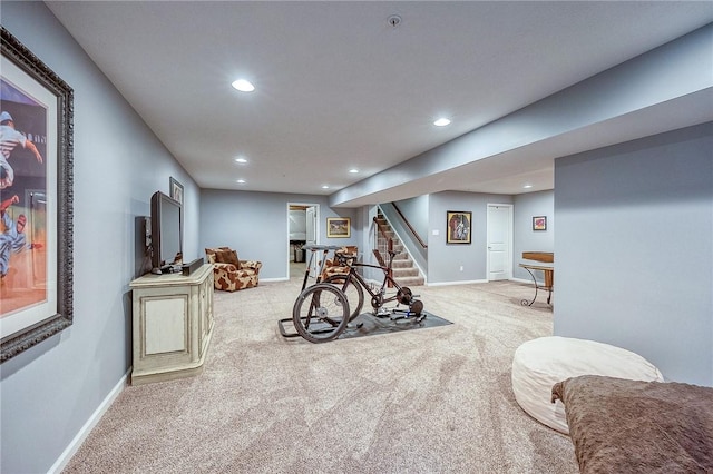 2008 Connecticut Ln, Franklin Park, PA 15143 - workout area with recessed lighting, light carpet, and baseboards