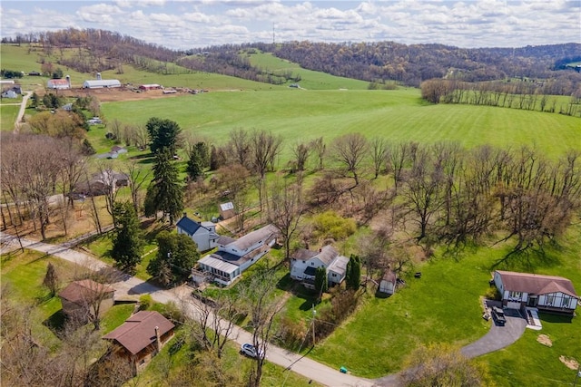 aerial view with a rural view