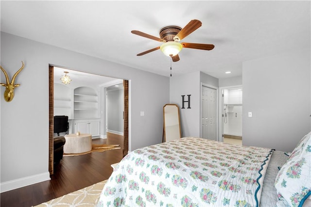 1501 Appleridge Ct, Adams Twp, PA 15044 - bedroom featuring wood finished floors, baseboards, a closet, a ceiling fan, and recessed lighting