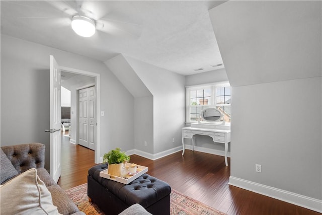1501 Appleridge Ct, Adams Twp, PA 15044 - living area with a ceiling fan, baseboards, wood finished floors, and vaulted ceiling