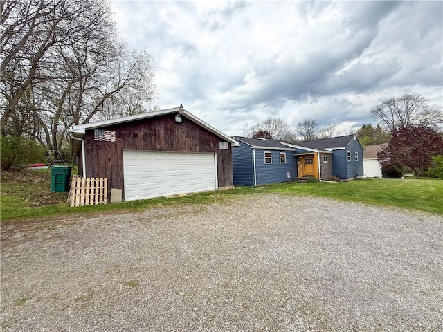 view of detached garage