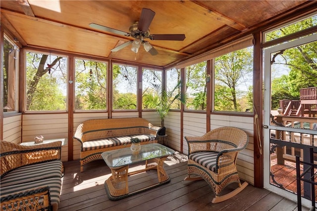 1427 Pueblo Dr, Mt Lebanon, PA 15228 - sunroom with a ceiling fan, outdoor lounge area, and plenty of natural light