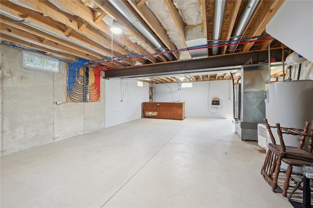 below grade area with heating unit and water heater