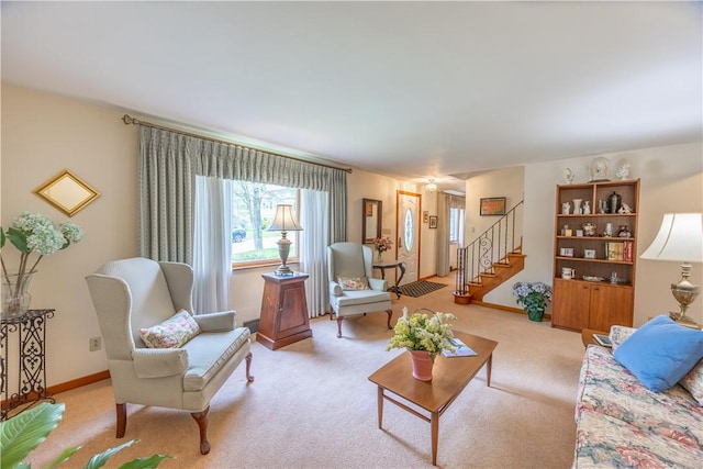 500 11th St, Oakmont, PA 15139 - living area with stairway and light carpet
