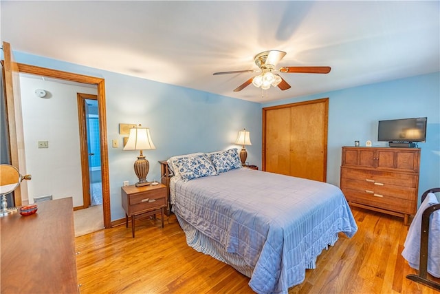 500 11th St, Oakmont, PA 15139 - bedroom with a ceiling fan, a closet, and wood finished floors