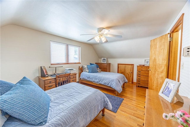 500 11th St, Oakmont, PA 15139 - bedroom featuring ceiling fan, vaulted ceiling, and wood finished floors