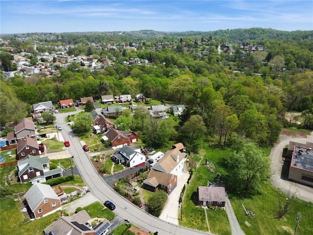bird's eye view with a view of trees and a residential view