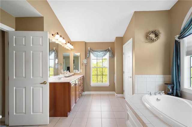342 Buffalo Ridge Rd, Peters Twp, PA 15317 - full bathroom with a garden tub, baseboards, tile patterned flooring, and vanity