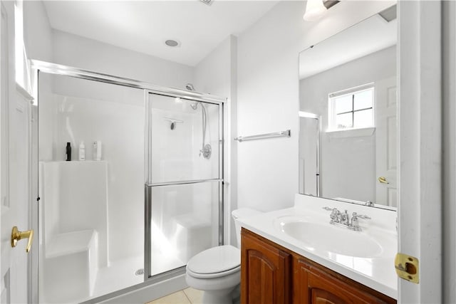 342 Buffalo Ridge Rd, Peters Twp, PA 15317 - full bathroom with vanity, tile patterned flooring, a shower stall, and toilet