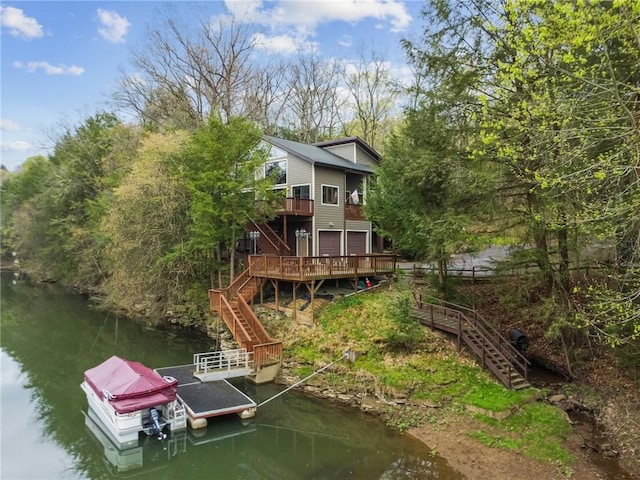 209 Claypoole Hill Rd, Bethel Twp, PA 16226 - view of dock with a deck with water view and stairs