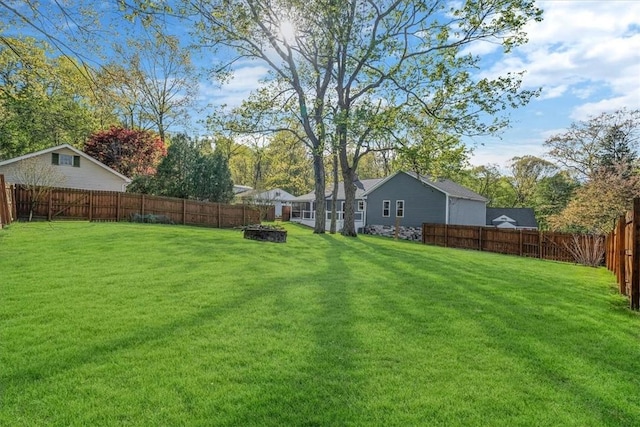 view of yard featuring a fenced backyard