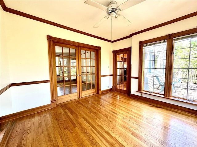 1214 Chislett St, Morningside, PA 15206 - empty room with baseboards, a ceiling fan, and light wood-style flooring