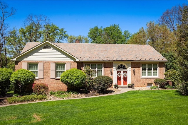 2650 Quail Hill Dr, Upper St Clair, PA 15241 - single story home with brick siding, a front lawn, and a chimney
