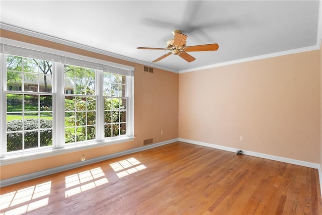 2650 Quail Hill Dr, Upper St Clair, PA 15241 - spare room with a ceiling fan, baseboards, wood finished floors, and crown molding