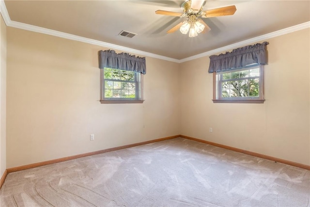 2650 Quail Hill Dr, Upper St Clair, PA 15241 - spare room with plenty of natural light, carpet, ornamental molding, baseboards, and ceiling fan