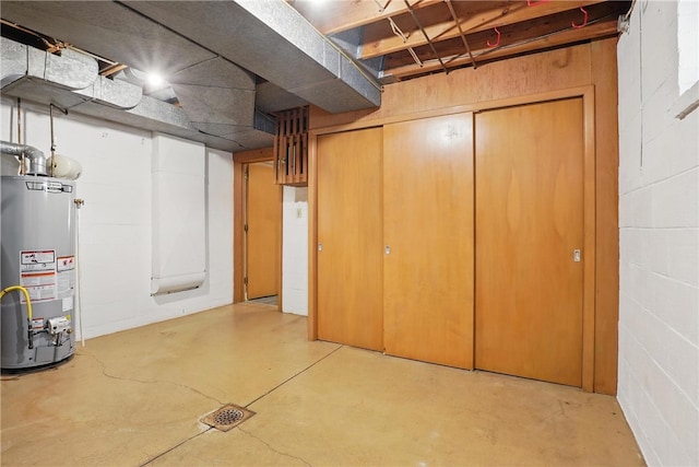 2650 Quail Hill Dr, Upper St Clair, PA 15241 - unfinished basement featuring water heater and concrete block wall
