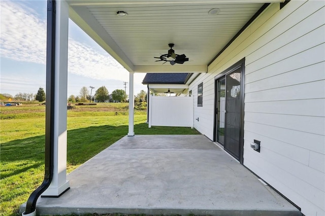 view of patio / terrace featuring a ceiling fan