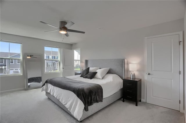 418 Fosse Ct, Lancaster Twp, PA 16037 - bedroom featuring light colored carpet, baseboards, and ceiling fan