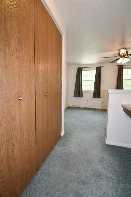 interior space featuring carpet floors, baseboards, and multiple windows