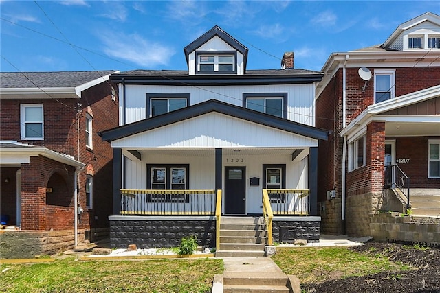 1203 Berkshire Ave, Brookline, PA 15226 - american foursquare style home featuring a chimney and a porch