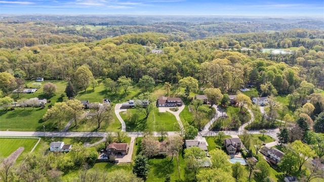 bird's eye view featuring a forest view