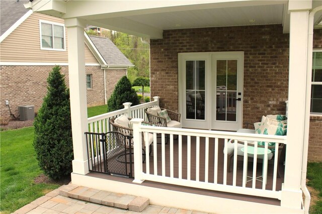 deck featuring central AC unit